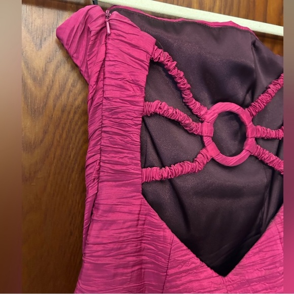 Vintage Jessica McClintock Strapless Mini Dress Hot Pink Size 8P - Picture 5 of 9